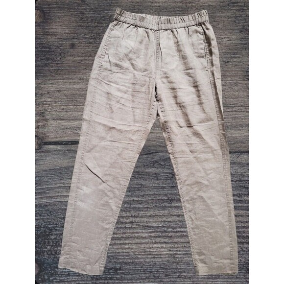 Forever 21 Pants Women Small Linen Beige Smocked Waist Loose Fit Travel Cozy - Picture 1 of 7